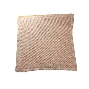 Handmade Crochet Baby Blanket Afghan Thrmal Waffle 37.5x36 Square Pink/Gray Girl